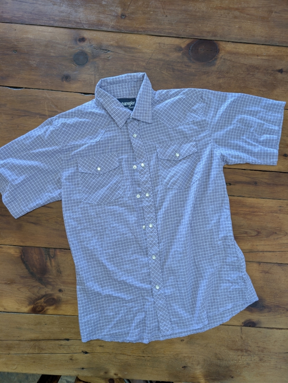 Wrangler  Boys Purple Check Short-Sleeve Western Shirt